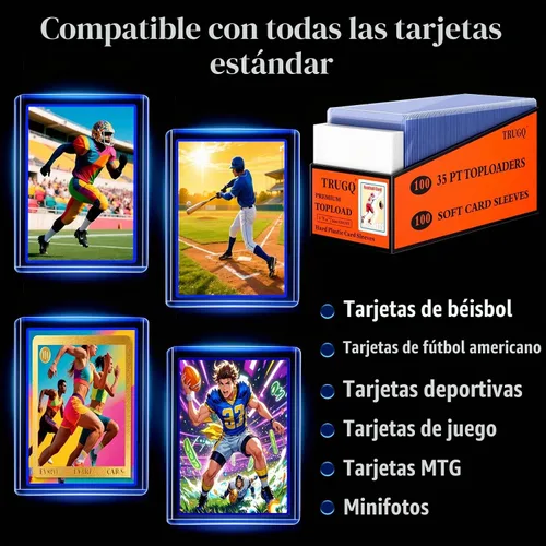 Vista 4 de 200 fundas para tarjetas, toploaders para tarjetas, protectores de tarjetas de béisbol de 3"X4", toploaders de plástico duro para cartas