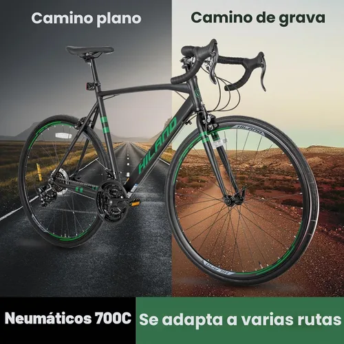 Vista 6 de HILAND 700C Bicicleta de carretera para adultos, bicicleta de carreras de Negro