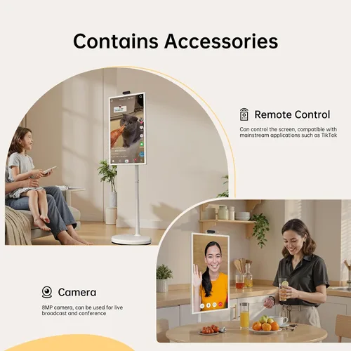 Vista 6 de ApoloSign Televisor portátil inteligente FHD de 32 pulgadas Gen2, almacenamiento de 16G + 128G, sistema operativo Android 15, 15000mAh, TV rodante