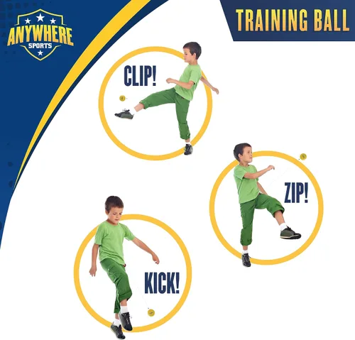 Vista 4 de Anywhere Sports - Entrenador 3 en 1 de fútbol/fútbol/rugby – Patada, toque y práctica en solitario con correa ajustable – Control de pelota maestra