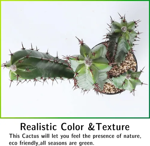 Vista 5 de Cactus artificial grande de 25 pulgadas para decoración del hogar, jardín, oficina, tienda