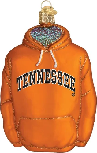 Vista 4 de Old World Christmas Adorno soplado de vidrio de fútbol americano de la Universidad de Tennessee para árbol de Navidad, decoración navideña hecha a