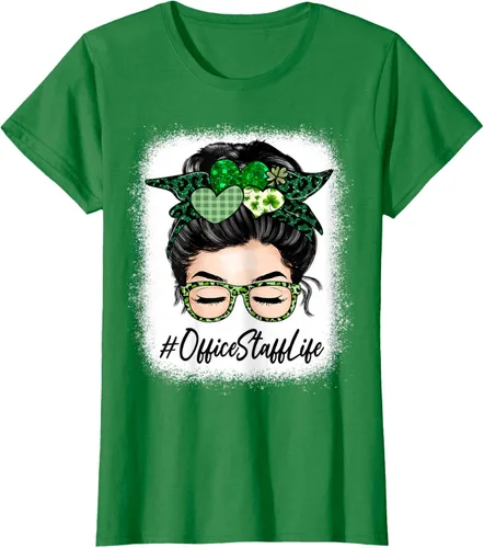 Vista 15 de Office Staff - Camiseta de trébol para mujer, diseño de moño desordenado, Verde