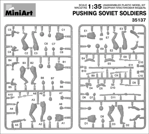 Vista 3 de Miniart 1:35 Empujar soldados soviéticos Kit de modelo de plástico