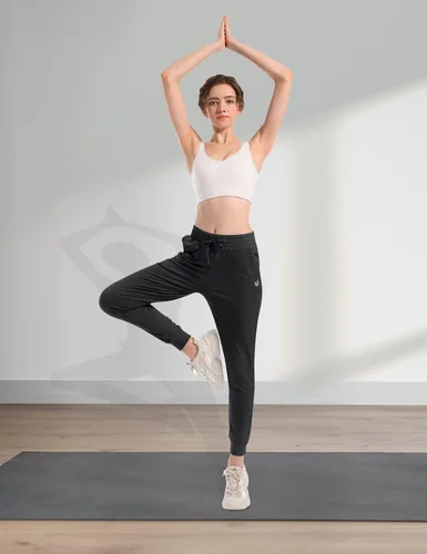 Vista 6 de HARTPOR Pantalones deportivos de algodón para mujer, pantalones deportivos para yoga, pantalones deportivos casuales para correr con bolsillos