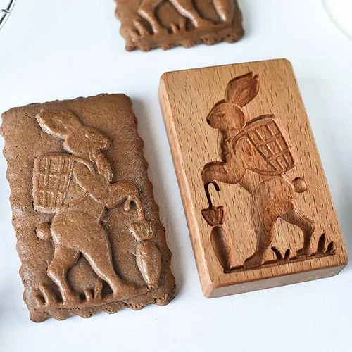 Vista 27 de Molde de Galletas de Madera Tallada con Pájaro - Cortador de Galletas de Jengibre DIY con Prensa de Relieve