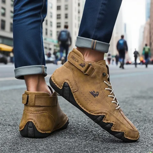 Vista 17 de JishinGal Botas Chukka de ante para hombre, ligeras, descalzas, para caminar, al aire libre, informales, italianas, hechas a mano, de caña alta, sin