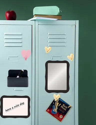 Vista 5 de Kit de accesorios de casillero negro para niñas, artículos esenciales de regreso a clases, 11 piezas, organizador de casillero para trabajo