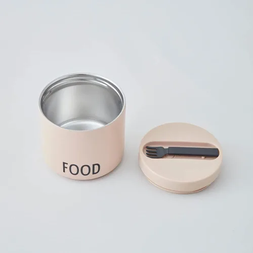 Vista 2 de Design Letters Tazón de comida aislado con cuchara/tenedor Termo para tapa de fugas de alimentos calientes Tarro de alimentos aislado de boca