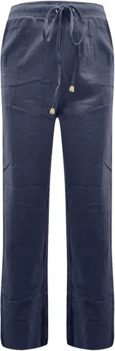 Vista 4 de Zhensanguo Pantalones de pierna ancha para mujer, pantalones de lino para mujer, de algodón y lino, con cordón elástico, cintura elástica