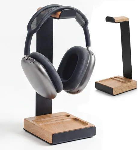 Vista 10 de COREMINDED Universal Headphone Stand for Desk, Walnut Wood Headset Holder Dark Walnut