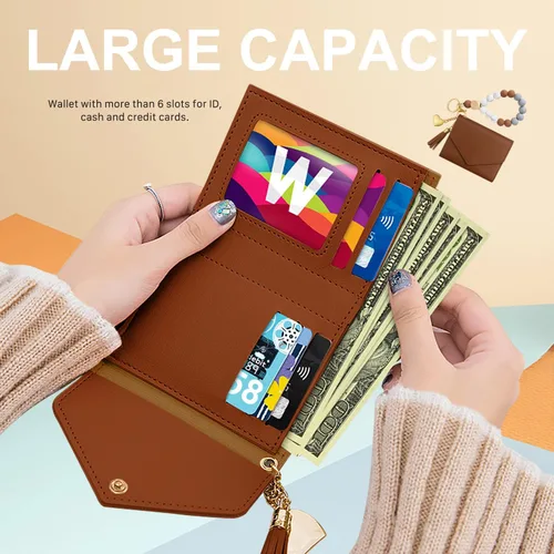 Vista 3 de Llavero de pulsera con cuentas de silicona elástica con bolsillo para tarjetas con cuentas llavero pulsera cartera
