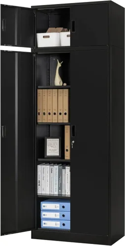 Vista 14 de BESFUR Gabinete de almacenamiento de metal, gabinete de almacenamiento de 71 pulgadas de alto con 5 estantes ajustables, gabinetes de metal