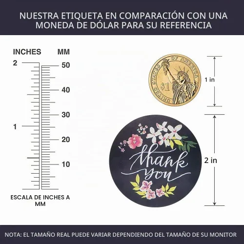 Vista 2 de 500 calcomanías de agradecimiento de 2 pulgadas, rollo de calcomanías de agradecimiento, etiquetas de agradecimiento para pequeñas empresas