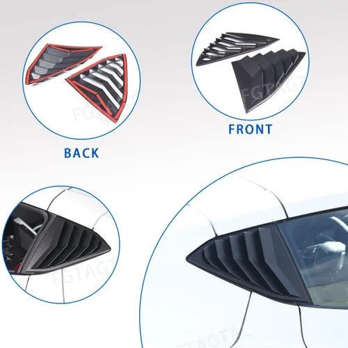 Vista 8 de Cubierta de rejilla para ventana lateral trasera compatible con Chevrolet Corvette C8 2020-2025, cubierta de moldura de persianas de ventana Mate