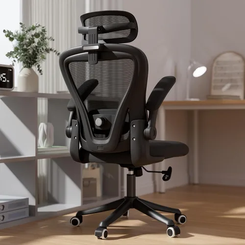 Vista 9 de SeekFancy Silla de oficina ergonómica M903, silla de escritorio para computadora con ruedas, silla de oficina de malla con respaldo alto con soporte
