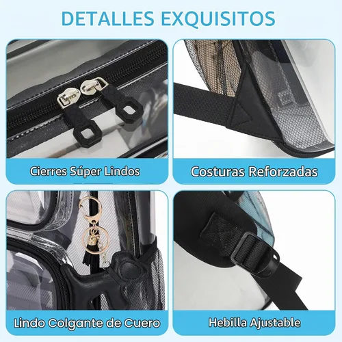 Vista 5 de MOONBABY Mochila transparente para niñas escolares, mochila transparente de TPU resistente, aprobada para eventos de estadio, bolsa transparente