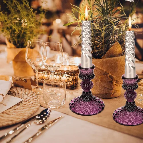 Vista 5 de Portavelas de cristal, 2 piezas de palitos decorativos para velas de pilar para eventos formales, bodas, fiestas, centros de mesa, centros de mesa