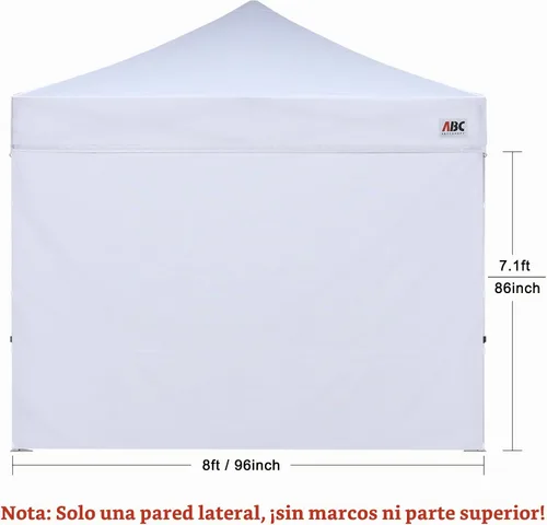 Vista 2 de ABCCANOPY - Toldo desplegable para el sol 10'x 10', pared lateral de 10' (1 panel), más de 15 colores, con cintas para sujetar de la estructura