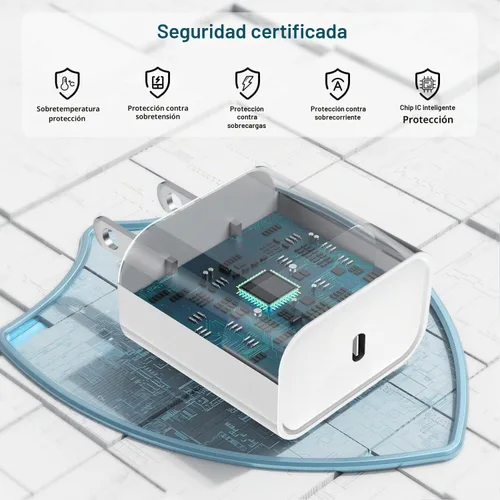 Vista 4 de Cargador de teléfono de carga rápida de 6 pies, bloque de cargador USB C rápido de 20 W con cable USB C a Lightning de 6 pies de longitud