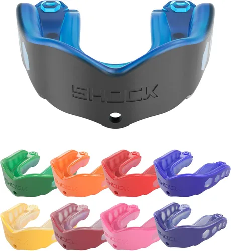 Vista 12 de Shock Doctor Gel Max - Protector bucal, protección resistente y ajuste personalizado, juvenil, frambuesa azul