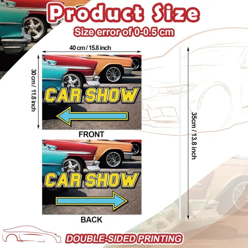 Vista 2 de AceOrbit 3 letreros de flecha para patio con diseño de flecha para exhibición de automóvil, de 16 x 12 pulgadas, de doble cara, con estacas