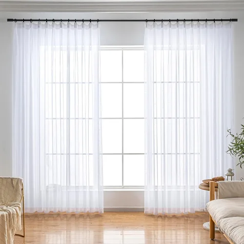 Vista 7 de Cortinas plisadas negras transparentes de 84 pulgadas de largo para puerta Negro