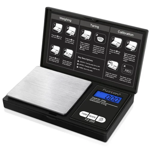 Vista 10 de Báscula digital de bolsillo de Fuzion, precisión de 0.01 gramos, báscula mini de 200g, báscula pequeña para alimentos, joyería, hierbas, especias