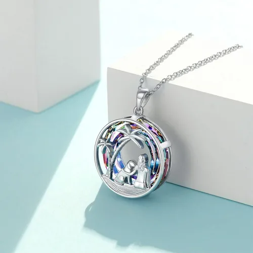 Vista 6 de POPKIMI Regalos para perros, collar de perro para mujer, collar con dije de perro de plata esterlina con cristal para perro, regalos conmemorativos