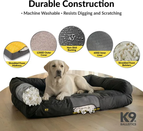 Vista 3 de K9 Ballistics Tough Bolster Cama Sofá Almohada Anidable para Perros para Razas Toy y Extra Pequeñas - Duradera, Resistente al Agua con Funda