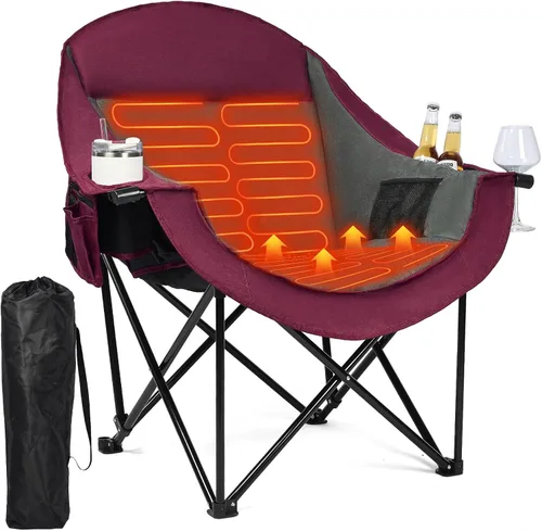 Vista 13 de Silla de camping de gran tamaño con calefacción, resistente, acolchada Negro (Allblack)