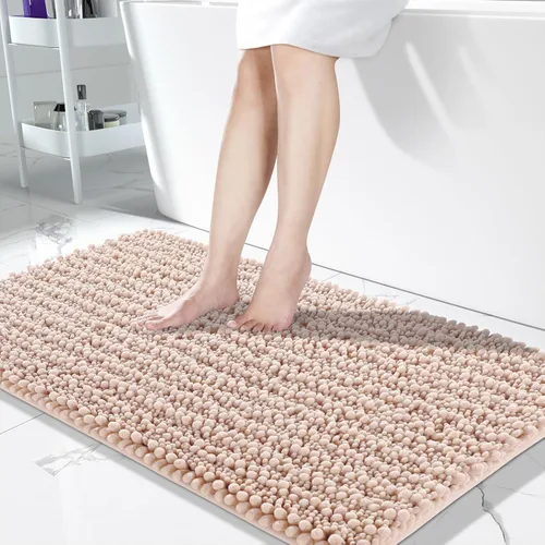 Vista 118 de Yimobra Alfombras de Baño Antideslizantes Lavables - Alfombra de Baño de Chenilla Ultra Suave Absorbente, Alfombra Peluda de Secado Rápido para Negro