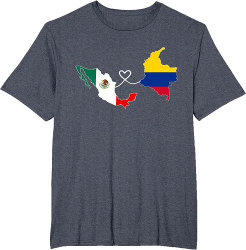 Vista 71 de Camiseta Half Colombian Half Mexican Flag Map DNA Mexico Colombia