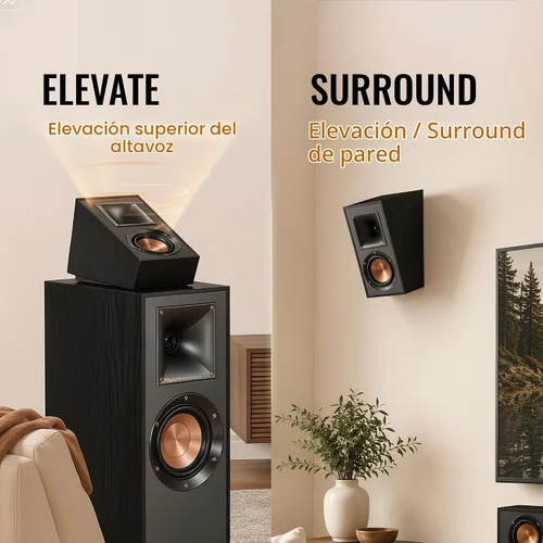 Vista 3 de Klipsch R-41SA - Juego de 2 altavoces potentes y detallados para el hogar, color negro Use on compatible tower or bookshelf speakers for reflected