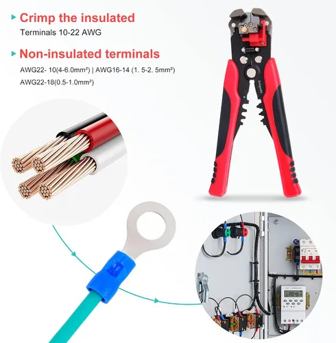 Vista 4 de Delgada Herramienta pelacables y pelacables con herramienta de pelado de cables y alicates para pelar cables de AWG 24-10/0.2-6.0mm²