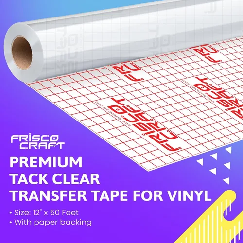 Vista 2 de Frisco Craft - Cinta de transferencia transparente para vinilo de alta calidad, 12 pulgadas x 50 pies with Paper Backing - Perfect for Self