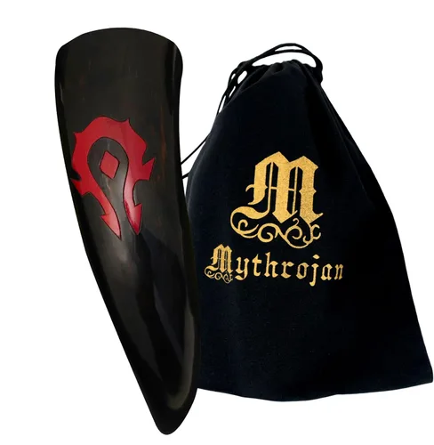 Vista 35 de Mythrojan Cuerno vikingo para beber 100% natural, auténtico, decoración de latón, cuerno nórdico con funda de cuero negro, bolsa de lona para vino