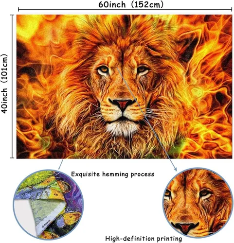 Vista 7 de Rasta Lion of Judah - Tapiz con cabeza de llama, 60 x 40 pulgadas, para colgar en la pared, decoración del hogar Burning Flame Rasta Lion of Judah