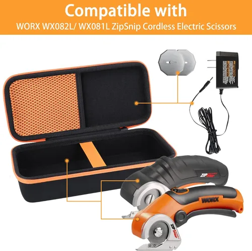 Vista 2 de co2CREA Estuche rígido compatible con tijeras eléctricas inalámbricas Worx WX082L / WX081L 4V ZipSnip, estuche de transporte Poratble para tijeras
