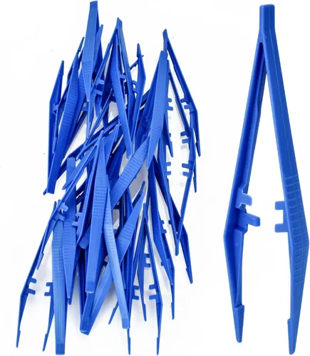 Vista 6 de AccEncyc Paquete de 10 pinzas desechables a granel, pinzas de plástico azules de 5 pulgadas para el hogar, la escuela y el laboratorio