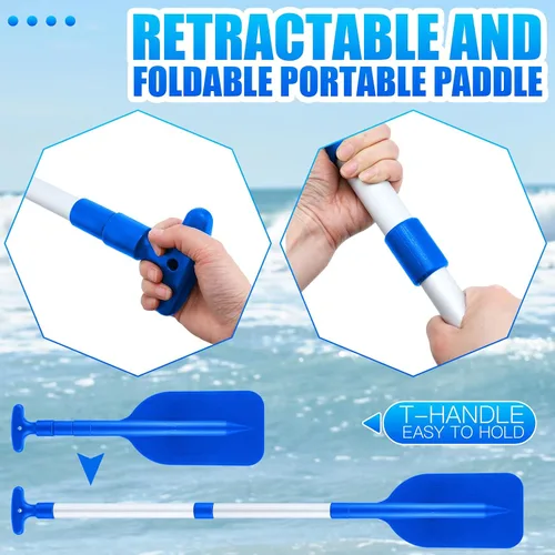 Vista 3 de Tradder 2 remos telescópicos plegables para kayak, remo de 21.3 a 41.7 pulgadas, remo de plástico de aluminio, remo de longitud ajustable