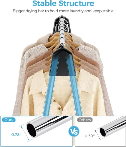 Vista 10 de APEXCHASER Tendedero plegable para ropa portátil, 48 pulgadas de alto