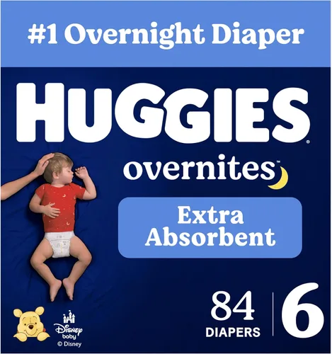 Vista 21 de Huggies Pañales Overnites: pañales para bebé, talla 6 (35+ libras), 72 unidades, el embalaje puede variar