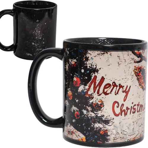 Vista 7 de Kmiles Taza con cambio de calor de árbol de Navidad y muñeco de nieve, taza mágica que cambia de color para café/té, 12 onzas, azul/rojo/blanco