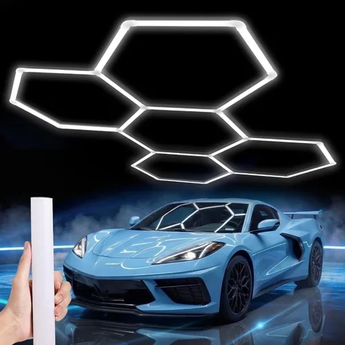Vista 13 de LZHOME LED Garage Lights: 355W Super Bright Square Garage Lights, 5000K Natural White LED Gym Lighting Hexagon Light for Workshop Warehouse Car
