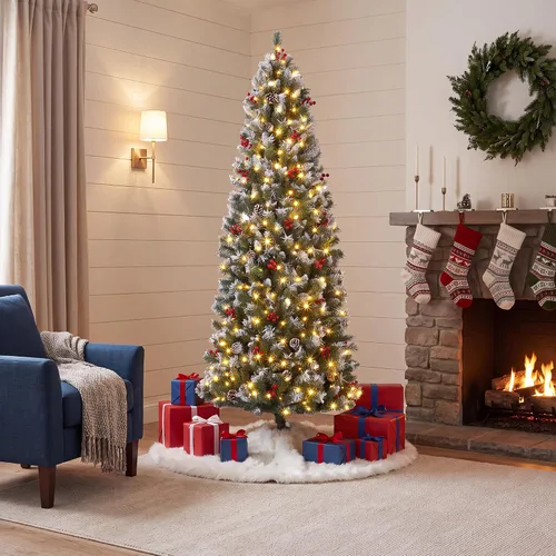 Vista 9 de IDEALHOUSE Árbol de Navidad artificial preiluminado de 7.5 pies Blanco