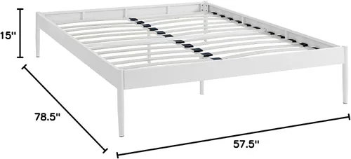 Vista 3 de Modway Elsie - Base de cama de metal con soporte de tablillas, tamaño matrimonial, color blanco