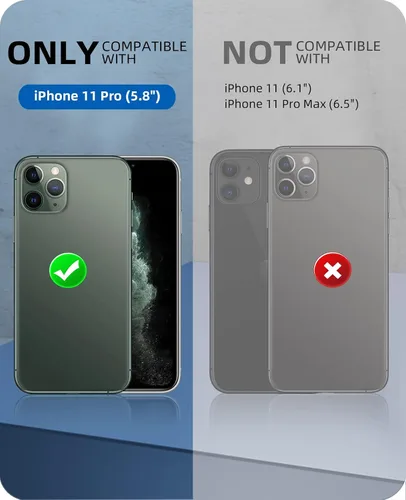Vista 2 de WIFORT - Funda impermeable para iPhone 11 Pro - Protector de pantalla integrado resistente al agua, protección contra caídas dura, a prueba de Verde