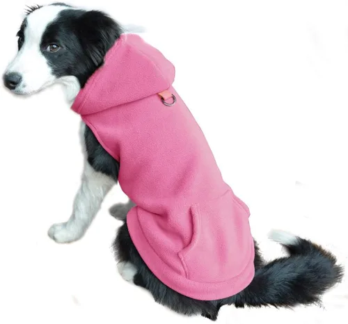 Vista 19 de EXPAWLORER - Sudadera de forro polar con capucha para perros, chaleco de suéter a cuadros para mascotas, ropa de otoño e invierno con anillo