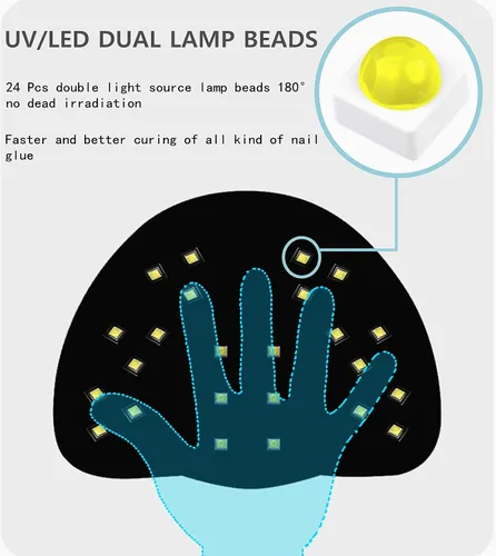 Vista 10 de BIGBEAR Luz UV para uñas, luz LED de uñas de 48 W para esmalte de gel, secador rápido de uñas con sensor automático, ajuste de 3 temporizadores